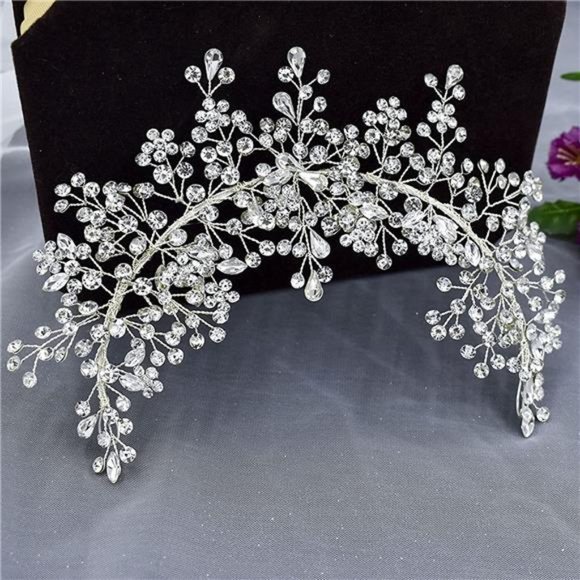 LOVFOIVER Bridal Headband Wedding Headpiece for Bride Rhinestone Wedding Hair main image 4